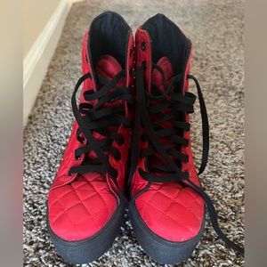 TOPSHOP | Red Quilted Vinyl Platform Boots | Size UK3/US5.5/EU36